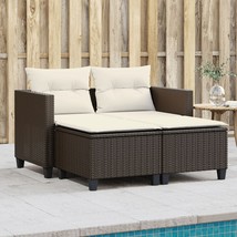 Garden Sofa Brown PE Rattan 2-Seater Removable Covers - $6,052.82 MXN