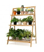 3-Tier Bamboo Foldable Plant Stand with Display Shelf Rack-Natural - Col... - $2,416.17 MXN