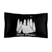Microfiber Pillow Sham in Black and White with &quot;Social Distance&quot; Graphic, Lightw - £26.34 GBP+