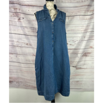J.McLaughlin Sleeveless Denim Dress Womens XL Button Front Pockets Soft Linen - £21.58 GBP