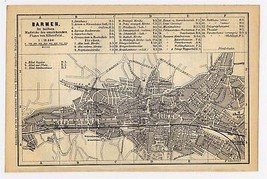 1897 Original Antique City Map Of Barmen (Wuppertal) Germany - £15.38 GBP
