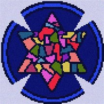 Pepita Needlepoint kit: Yarmulka Star Stained Glass, 7&quot; x 7&quot; - £39.73 GBP+