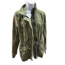 Hollister California Women&#39;s L Military Parka Coat Jacket Green Fatigue   - $28.49