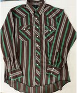 Wrangler Pearl Snap Cowboy Shirt Mens L Multicolor Striped Snap Front Vi... - $457.54 MXN