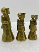 Set Of 3 Vintage Mexico Brass Altar Boy Candlestick Holders 3”-4” Etched... - $27.73