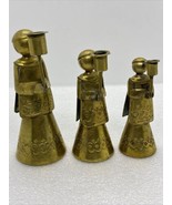 Set Of 3 Vintage Mexico Brass Altar Boy Candlestick Holders 3”-4” Etched... - £21.90 GBP