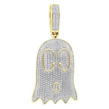 1.80 Round Cut Lab-Created Moissanite GHOST Pendant Chain 14K Yellow Gold Plated - £164.13 GBP