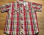 Red Plaid Button Up Short Sleeve Mens Sz L NWT Vintage PJ Mark Shirt Y2K - £15.79 GBP