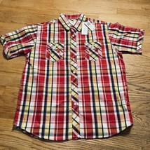 Red Plaid Button Up Short Sleeve Mens Sz L NWT Vintage PJ Mark Shirt Y2K - £14.12 GBP
