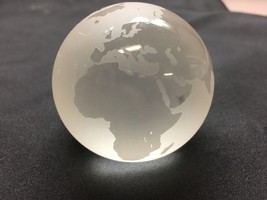 Tiffany &amp; Co Frosted / Clear Crystal Glass World Globe 2 1/4” Good Cond - £55.38 GBP