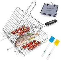 Grilling Basket Fish Grill Basket Portable Stainless Steel BBQ Grill Basket - £35.71 GBP