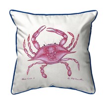 Betsy Drake Pink Crab Large Indoor Outdoor Pillow 18x18 - £37.59 GBP