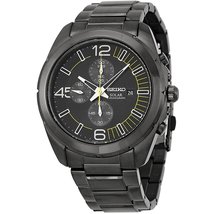 Seiko Solar Chronograph Black Dial Stainless Steel Men&#39;s Watch Watch SSC217 - £140.53 GBP