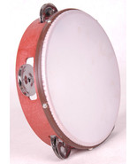 Vintage Tambourine-7.25&quot;-Percussion Music-Faux Skin Head-Hard Plastic Ring - $23.36