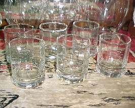 6)Anchor Hocking Clear Glass 10-Paneled Weighted &#39;on The ROCKS/JUICE/OLD Fashion - £19.65 GBP