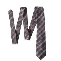Pronto Uomo Platinum Plaid X Long Necktie Striped Silk Purple Gray Men&#39;s Tie NEW - £15.47 GBP