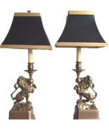 Art Deco French Table Lamp Brass Figural Prancing Lions Candelabra Black... - £5,485.50 GBP