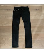 True Religion Lamb Skin Leather Black Billy Pants Jeans Low Rise sz 24 - $145.12