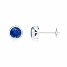 Natural Blue Sapphire Solitaire Stud Earrings in 14K Gold (AAA, 5MM) - £1,456.27 GBP