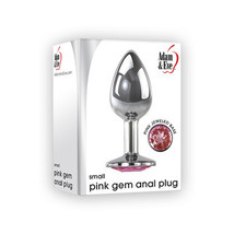 Adam &amp; Eve Metal Anal Plug With Pink Gemstone Base Small - £18.15 GBP