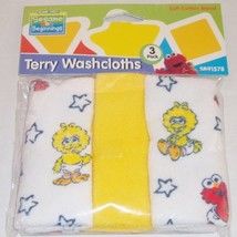 Sesame Street Beginning 3 pack Terry Baby Infant Toddler Washcloths Baby... - $1.49