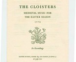  Metropolitan Museum of Art Cloisters Medieval Music for Easter Program ... - $17.82