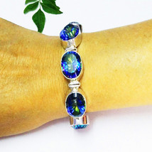 925 Sterling Silver Mystic Topaz Bracelet Handmade Jewelry Birthstone Bracelet - £57.96 GBP