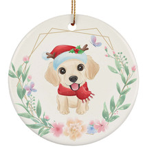 Cute Golden Retriever Dog Lover Ornament Wreath Xmas Gift Pine Tree Home Decor - £11.88 GBP