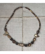 Carved Elephant Wood Bead Necklace Ethnic Tribal Boho Southwestern Rustic - $15.84