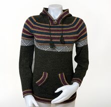 Alpaca Hoodie Womens S Pullover Sweater Hooded Tribal Wool Handmade Ecuador - €24,98 EUR