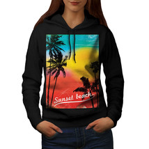 Wellcoda Sunset Wild Sea Womens Hoodie, Summer Casual Hooded Sweatshirt - £28.44 GBP
