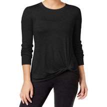 allbrand365 designer Womens Activewear Knotted Long Sleeve Top, X-Large, Black - $34.16