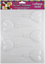 Sweet Shoppe Candy Molds-Heart Lollipop 5 Cavity - $12.02