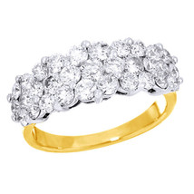 2.00 Ct Round Cut Simulated Diamond Cluster Ring 14K Yellow Gold Plated Silver - £65.97 GBP