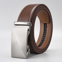 Men&#39;s Brown Genuine Leather Ratchet Belt - Sleek Design, Adjustable to 4... - $15.99