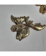 Vintage Brass Moose Emblem 3D Cabin Woods Country Crafting Repurpose  - $6.74