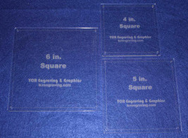 Laser Cut Quilt Templates- 3 Pc Square Set -4&quot;,5&quot;, 6&quot;  Clear Acrylic 1/8&quot; Guides - £22.22 GBP