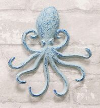6.5"H Cast Iron Nautical Sea Octopus Teal Blue Wall Keys Hook Cthulhu Kr... - $17.99