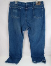 Wrangler Men&#39;s Dark Wash Distressed Bootcut Jeans Size 44x32 - $19.39