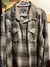 Pendleton Pearl Snap Western Canyon Wool Shirt Men’s XXL Gray Plaid Long... - £52.61 GBP