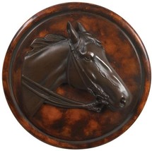 Plaque EQUESTRIAN Lodge Horse Head Bronze Resin Hand-Painted Hand-Cast P - £124.60 GBP