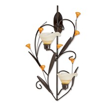 Decorative Wall Sconce Lilies Art Sculpture Candle Holder Tealight LED H... - $29.65
