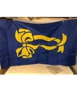 SUPPORT THE TROOPS YELLOW RIBBON BLUE BACKGROUND COMMEMORATIVE FLAG BANN... - $290.42 MXN