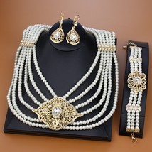 Algeria Morocco Bridal Wedding Jewelry Sets Bead Pearl Long Necklace Bracelet Ea - £43.91 GBP