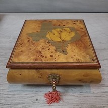 Reuge Italy Vintage Wood Music Jewelry Box The Yellow Rose of Texas WITH... - £78.10 GBP
