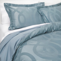 NEW Fieldcrest® Luxury Modern 3 Piece Geo Duvet Cover Set Sateen Teal KING - £87.92 GBP