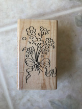 Fresh Flowers Daisies Bouquet Ribbon Sketch Rubber Stamp Stampabilities FR1028 - £10.25 GBP