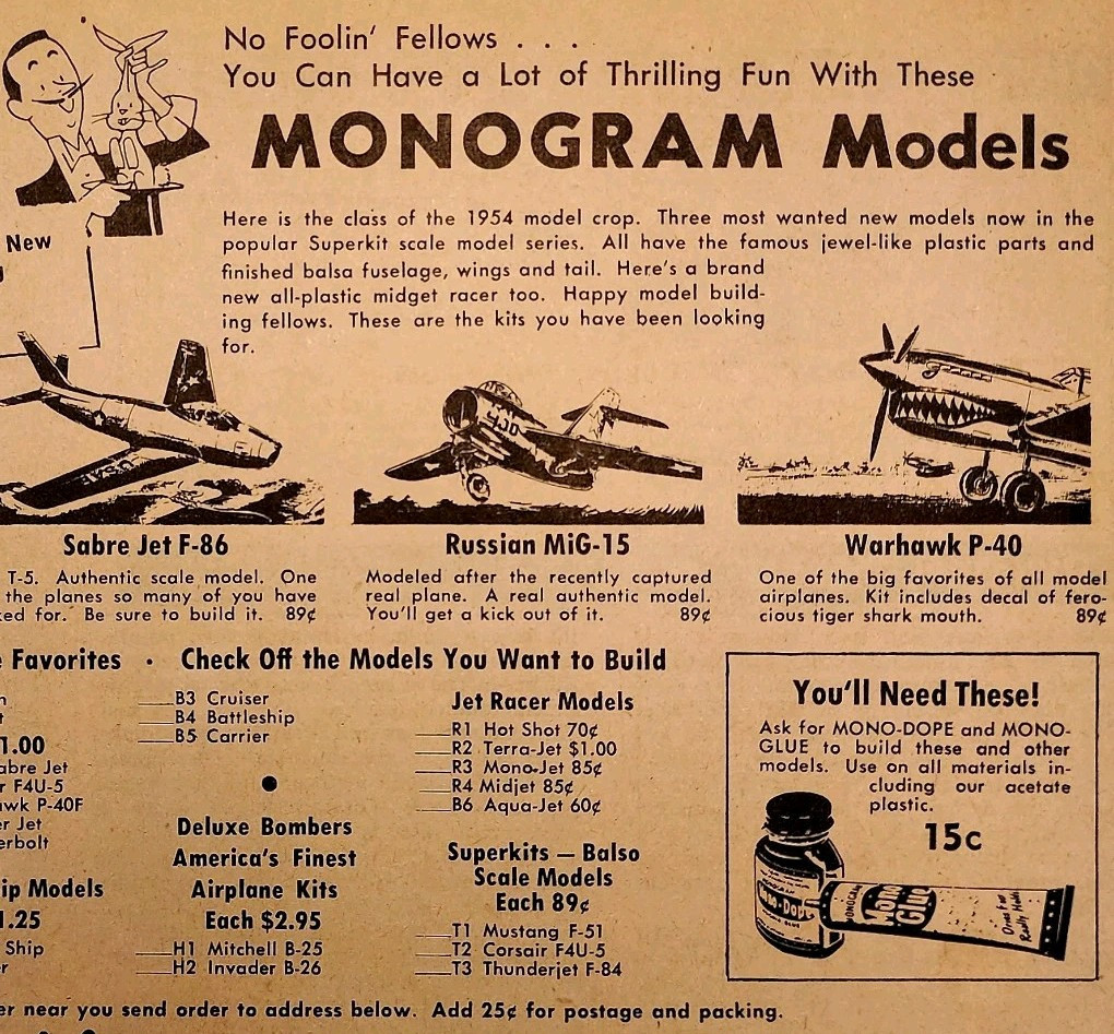 1974 Monogram Models Airplane Model Supply Advertisement Aviation Kits D... - $19.99