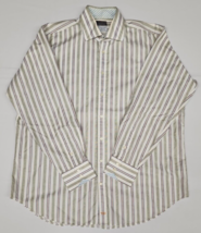 Men&#39;s Thomas Dean Yellow White Brown Striped Button Up Shirt - Size XXL - £11.42 GBP