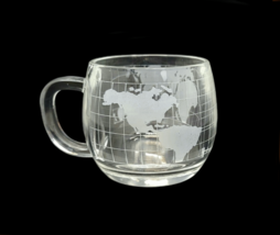 Nestle Nescafe World Map Globe Etched Glass Mug Coffee Cup 1970s Promo V... - $6.99